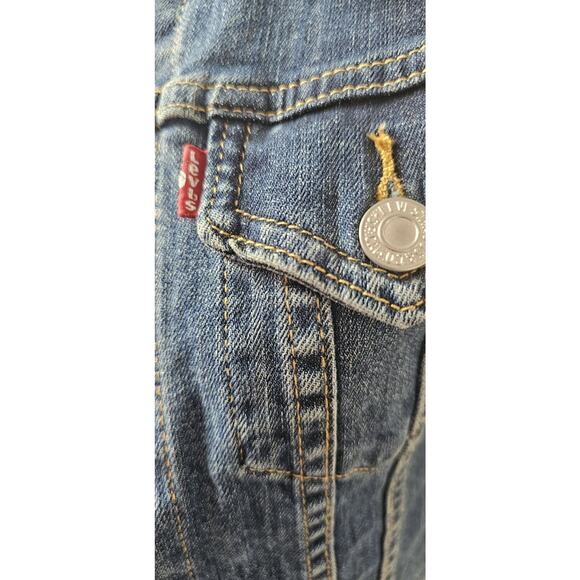 Levi's Women's Ex-Boyfriend Trucker Jacket Medium Blue Stretch XS 0 2 4 - Picture 3 of 4